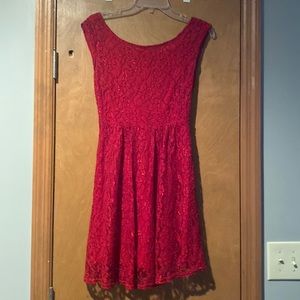 Red Lace Dress with low back and side zip